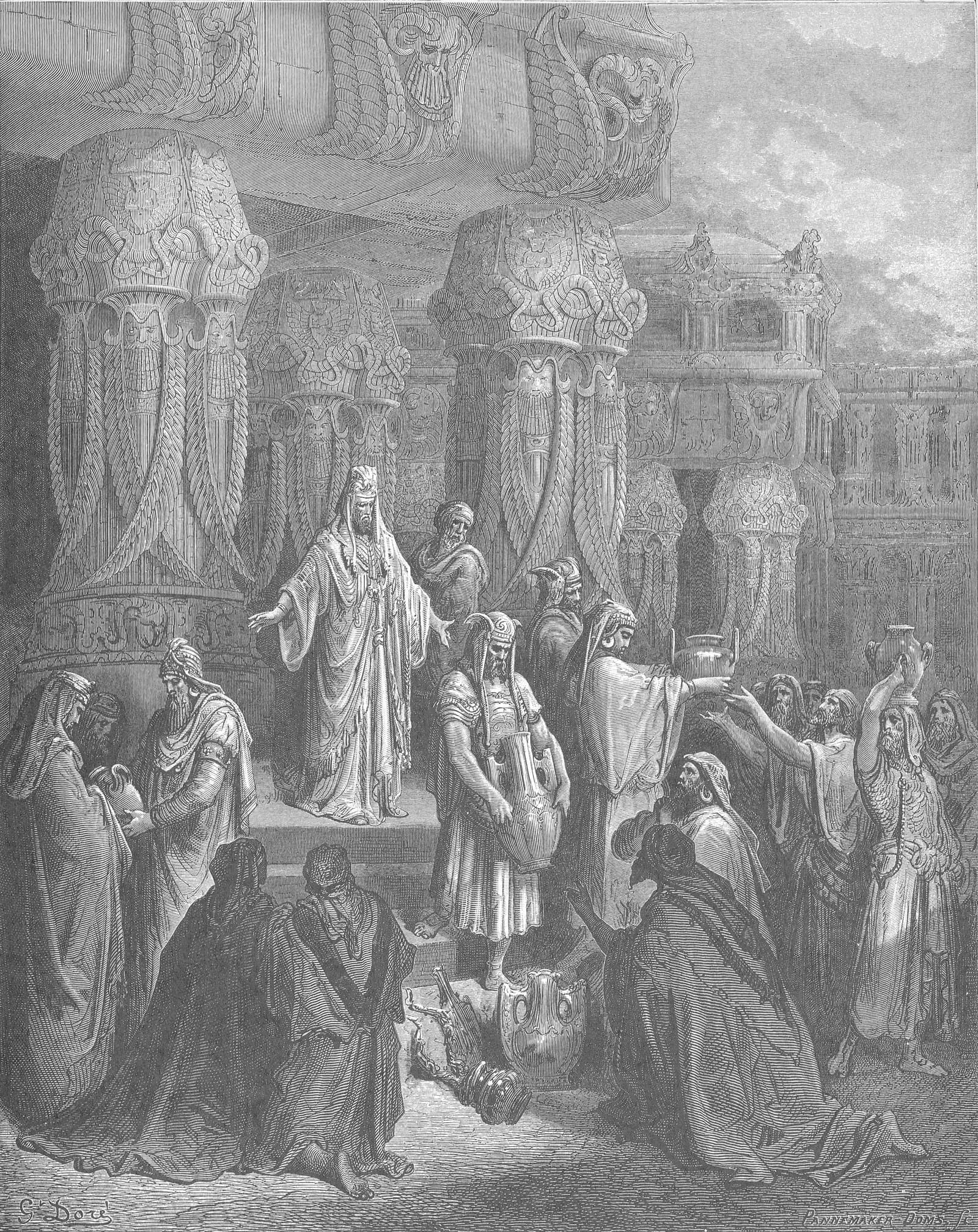 Engraving of King Cyrus returning the sacred vessels of the Temple to the people of Jerusalem